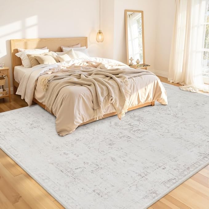 10x14 Area Rug for Living Room: Vintage Boho Neutral Washable Rug Indoor Soft - Image 2
