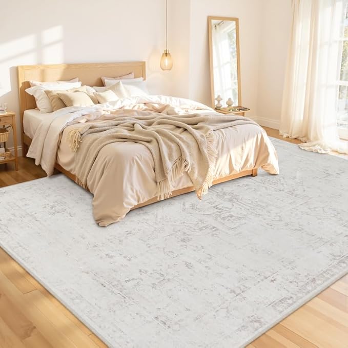 10x12 Area Rug for Living Room: Vintage Boho Neutral Washable Rug Indoor Soft - Image 2