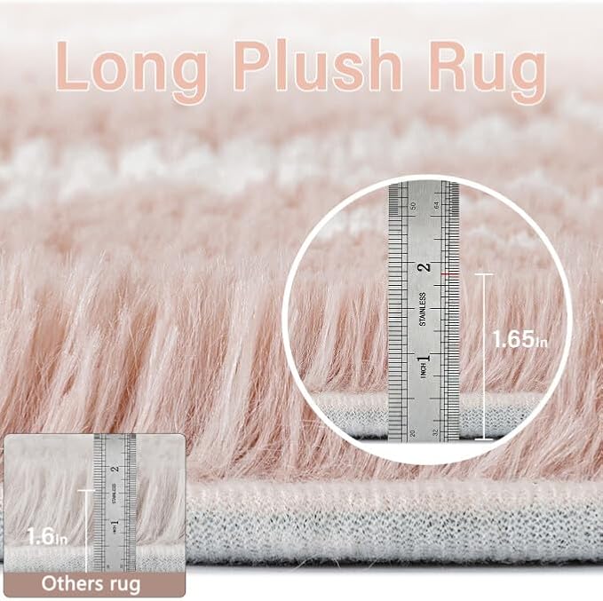 PureCozy 8x10 Checkered Rug for Living Room Pink and White Modern Soft Area Rug - Image 2