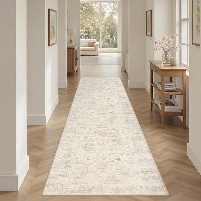 2'6''x8' Hallway Washable Runner Rug: Vintage Boho Neutral Kitchen Rug Soft - Image 8