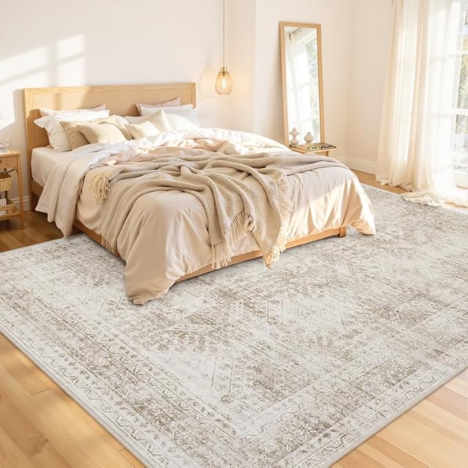 10x12 Area Rug for Living Room: Vintage Boho Neutral Washable Rug Indoor Soft - Image 2