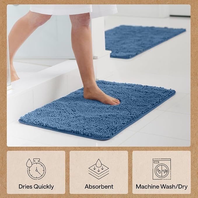 GORILLA GRIP Bath Rug Mat 30x20, Thick Soft Absorbent Chenille, Quick Dry - Image 7