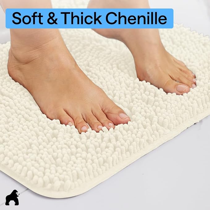 GORILLA GRIP Bath Rug Mat 44x26, Soft Absorbent Chenille, Quick Dry Microfiber - Image 4