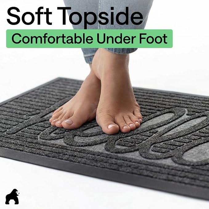 GORILLA GRIP 100% Waterproof All-Season WeatherMAX Doormat, US Designed Natural - Image 9