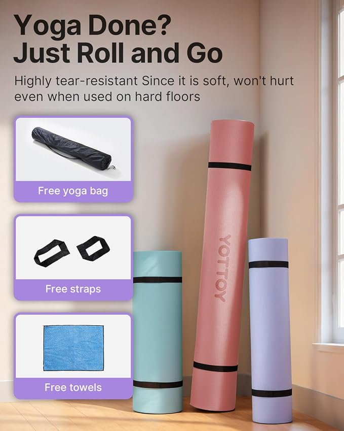 YOTTOY Large Yoga Mat, Extra Wide TPE Exercise Mat, Non-Slip Workout Mat - Image 6