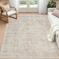 5x7 Area Rugs for Living Room: Vintage Boho Neutral Washable Rug Indoor Soft by Luxturiy