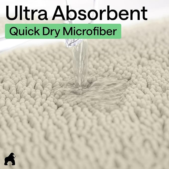 GORILLA GRIP Bath Rug Mat, Thick Soft Absorbent Chenille, Quick Dry Microfiber - Image 5