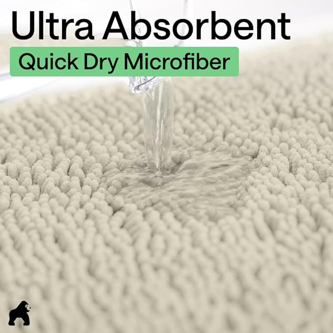 GORILLA GRIP Bath Rug Mat 44x26, Thick Absorbent Chenille, Quick Dry Microfiber - Image 5