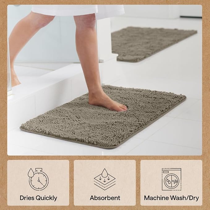 GORILLA GRIP Bath Rug Mat 36x24, Thick Soft Absorbent Chenille, Quick Dry - Image 7