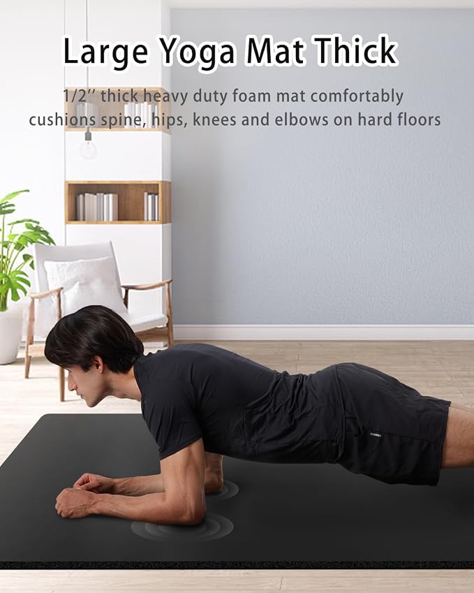 Yoga Mat for Men Women Extra Wide Exercise Mat 76"x35" 15mm Thick Large Workout - Image 3