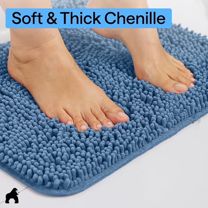 GORILLA GRIP Bath Rug Mat 44x26, Thick Soft Absorbent Chenille, Quick Dry - Image 4