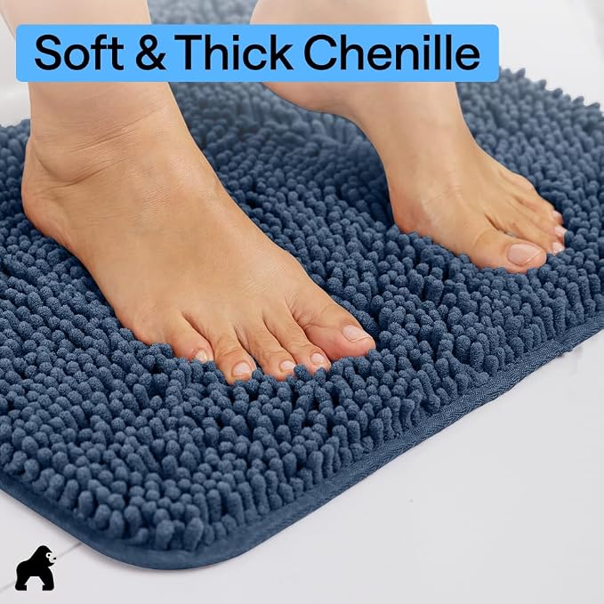 GORILLA GRIP Bath Rug Mat 48x24, Soft Absorbent Chenille, Quick Dry Microfiber - Image 4