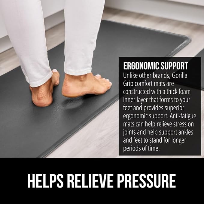 GORILLA GRIP 2 Pack Comfortable Cushioned Kitchen Mats - Image 3