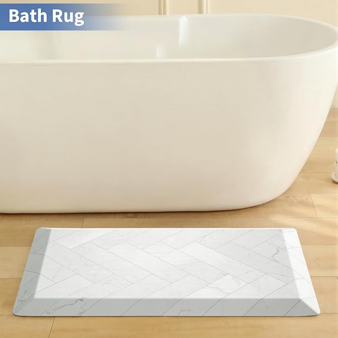 UKISS 9/10 Marble-Pattern Extra Thick Cushioned Kitchen Mat, Non-Slip - Image 8