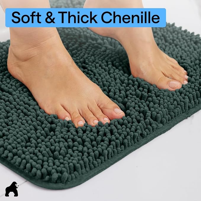 GORILLA GRIP Plush Absorbent Shaggy Chenille Bath Rug Mat - Image 5