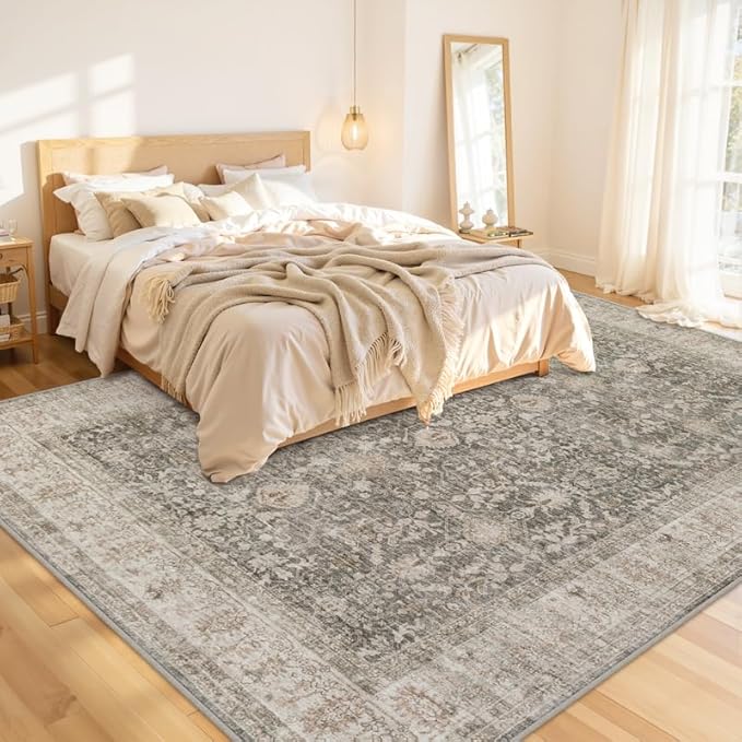 8x10 Area Rugs for Living Room: Vintage Boho Neutral Washable Rug Indoor Soft - Image 2