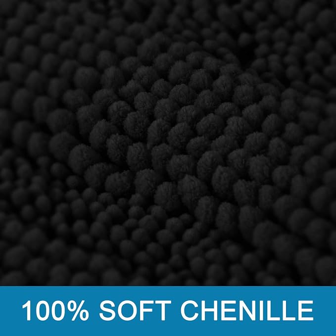 H.VERSAILTEX Bath Mats for Bathroom Non Slip Extra Thick Chenille Striped Bath - Image 3