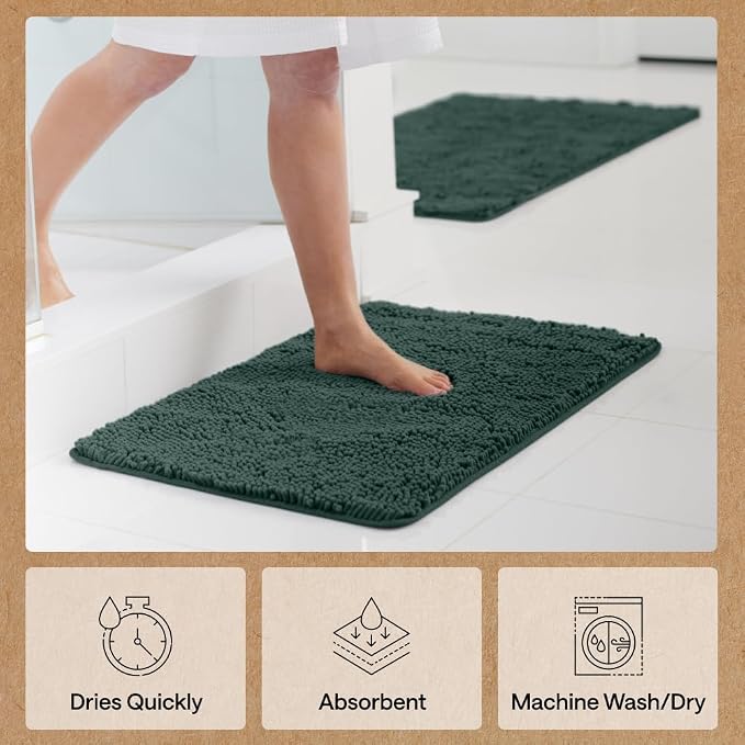 GORILLA GRIP Bath Rug Mat 44x26, Soft Absorbent Chenille, Quick Dry Microfiber - Image 7