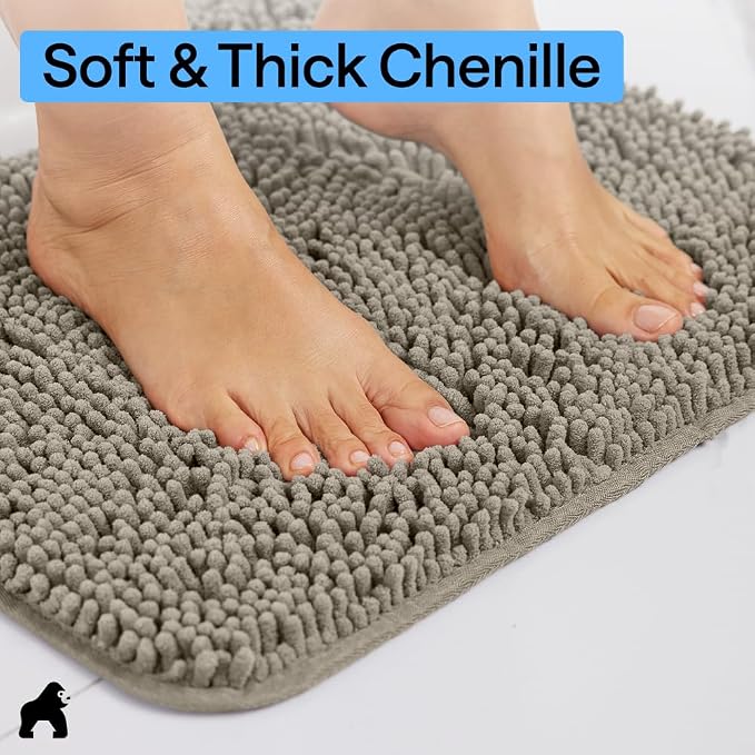 GORILLA GRIP Bath Rug Mat 36x24, Thick Soft Absorbent Chenille, Quick Dry - Image 4