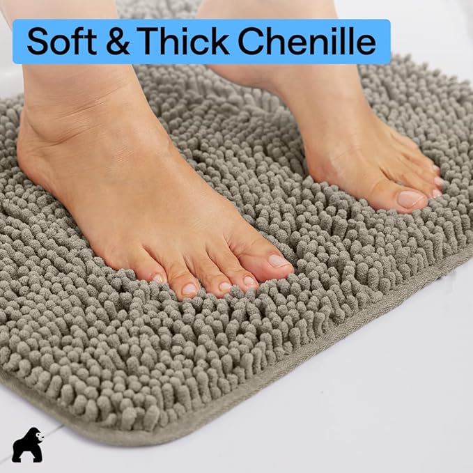 GORILLA GRIP Bath Rug Mat, Thick Soft Absorbent Chenille, Quick Dry Microfiber - Image 4