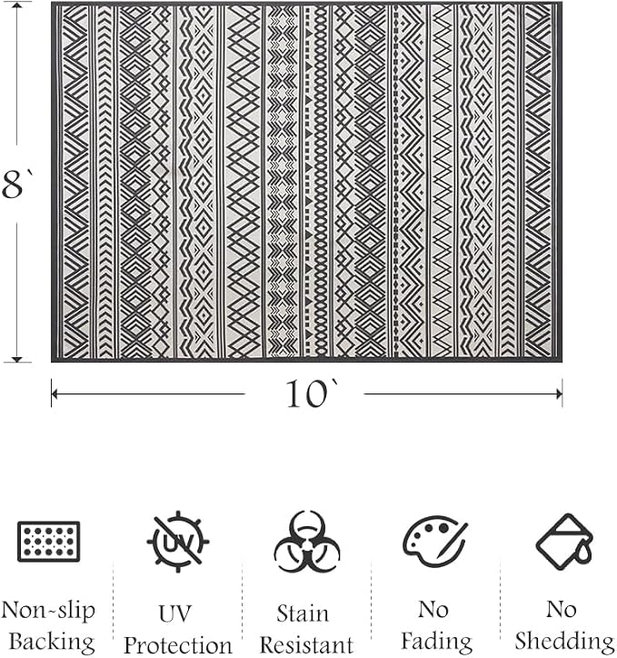 Outdoor Rug Carpet 8x10 ft, Flatweave Textured Outdoor Patio Rug Non Slip - Image 2