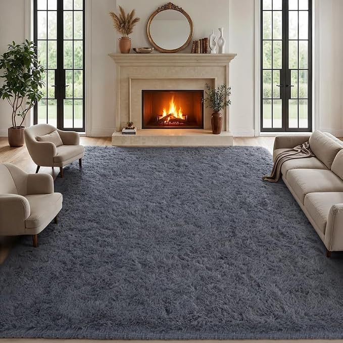 Area Rugs 9x12 Living Room Bedroom: Soft Fluffy Shag Rugs Upgrade Non-Slip High - Image 2