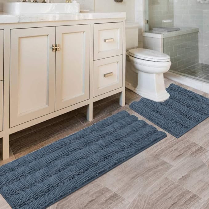 H.VERSAILTEX Bathroom Rug Sets 2 Piece Bath Mats Non Slip Thick Soft Chenille by HVERSAILTEX
