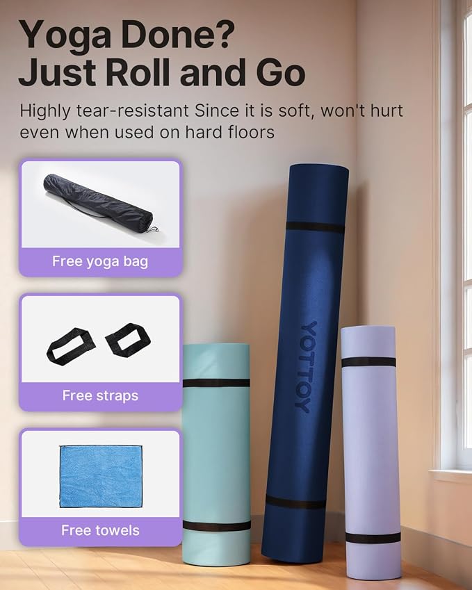 YOTTOY Large Yoga Mat, Extra Wide TPE Exercise Mat, Non-Slip Workout Mat - Image 6