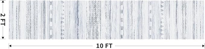 2x10 Runner Rug Machine Washable Non Slip Area Rug Distressed Neutral Moroccan - Image 2
