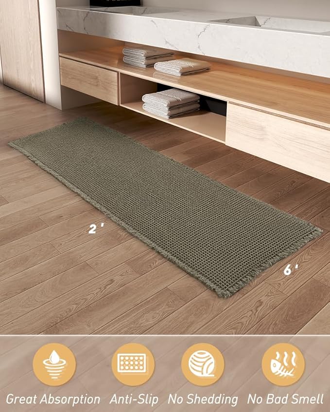 AMOAMI Upgraded Waffle Runner Rug Super Absorbent Non Slip Bath Mats - Image 6