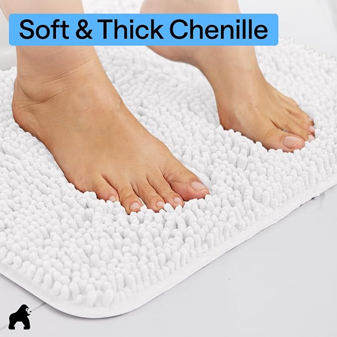 GORILLA GRIP Bath Rug Mat 70x24, Thick Soft Absorbent Chenille, Quick Dry - Image 4