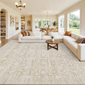 10x12 Area Rug for Living Room: Vintage Boho Neutral Washable Rug Indoor Soft by Luxturiy