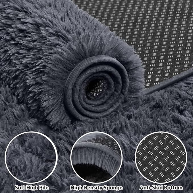8x10 Area Rugs for Living Room Bedroom: Soft Fluffy Shag Rugs Upgrade Non-Slip - Image 3