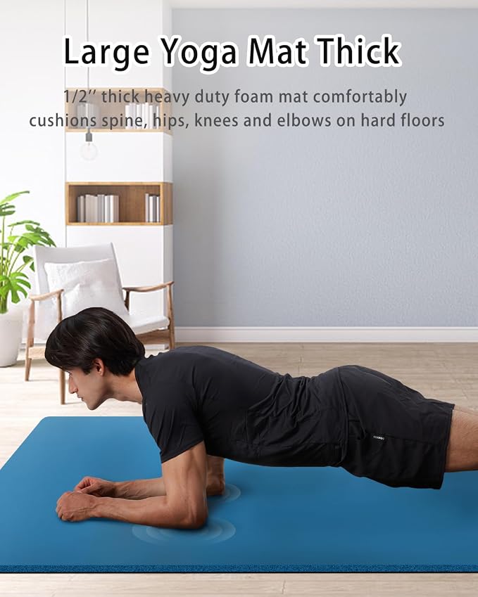 Yoga Mat for Men Women Extra Wide Exercise Mat 76"x35" 15mm Thick Large Workout - Image 3