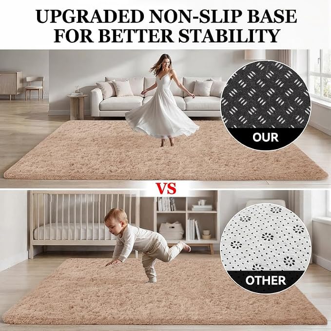 Area Rug for Living Room Bedroom: 4x6 Soft Fluffy Shag Rugs Upgrade Non-Slip - Image 8