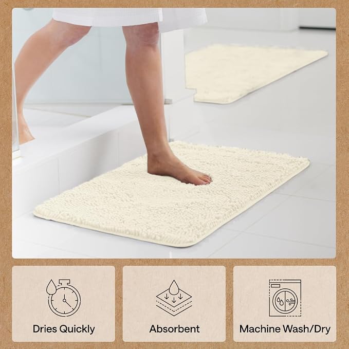 GORILLA GRIP Bath Rug Mat 48x24, Soft Absorbent Chenille, Quick Dry Microfiber - Image 7