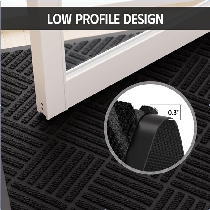 Dirt Trapper Door Mat 3' x 5', Rubber Backing Non Slip Heavy Duty Welcome Mat - Image 6