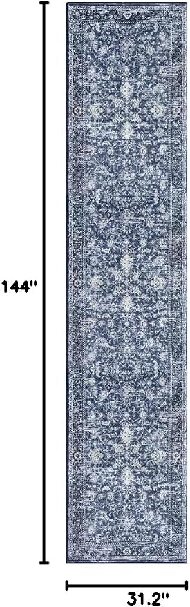 KILOCOCO Runner for Hallway 2.6x12 Runner Rug Printed Vintage Floral Washable - Image 2