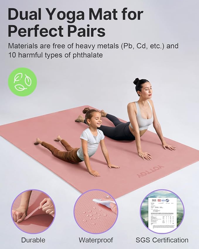 YOTTOY Large Yoga Mat, Extra Wide TPE Exercise Mat, Non-Slip Workout Mat - Image 5
