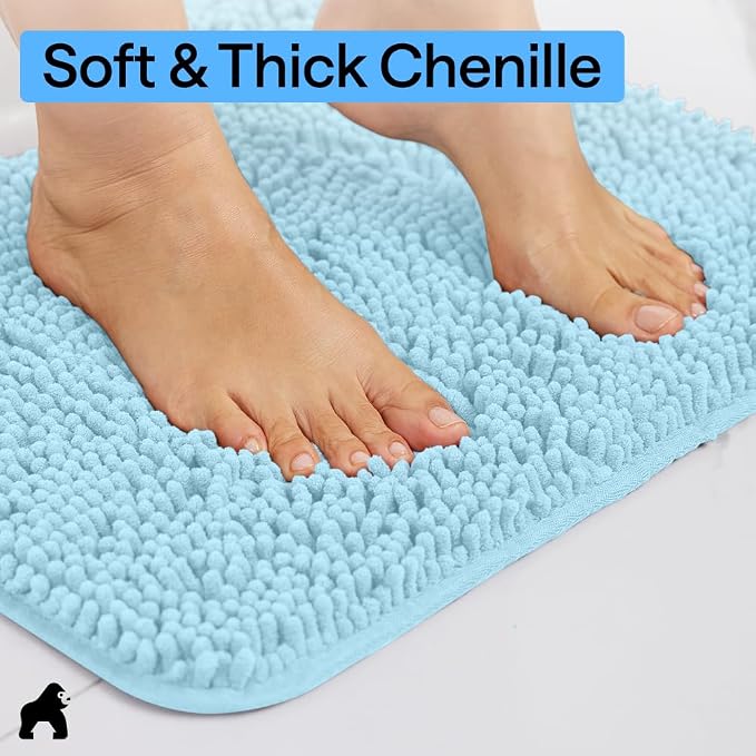 GORILLA GRIP Bath Rug Mat 60x24, Thick Soft Absorbent Chenille, Quick Dry - Image 4