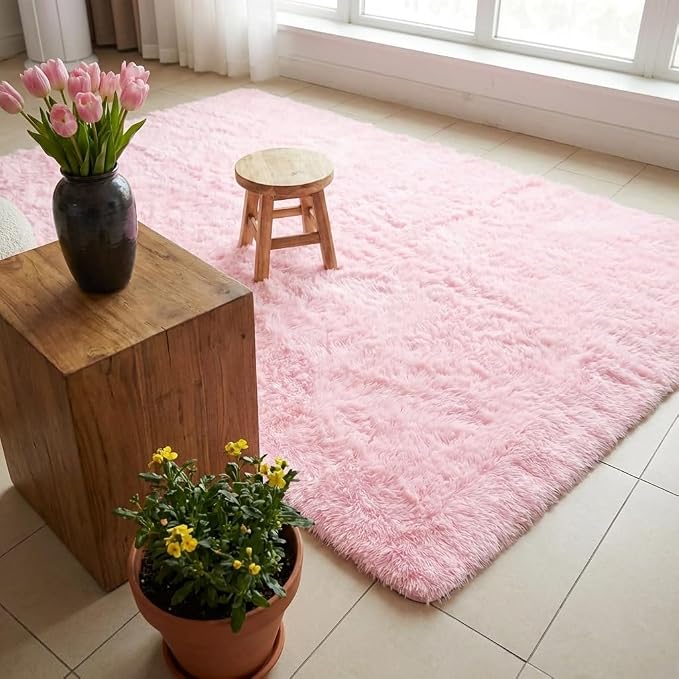 Mugorn Pink Fluffy Soft Rugs for Girls Bedroom, 2x3 Ft Small Shaggy Area Rugs - Image 8