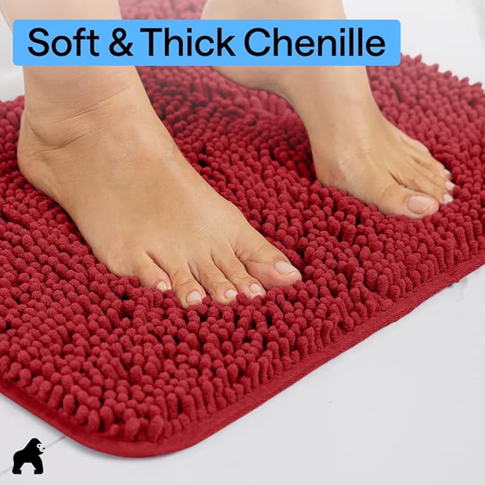 GORILLA GRIP Bath Rug Mat 30x20, Thick Soft Absorbent Chenille, Quick Dry - Image 4