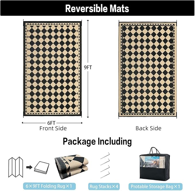 HUGEAR Outdoor Rug for Patios Clearance, Waterproof Mat, Large Outside Carpet - Image 2