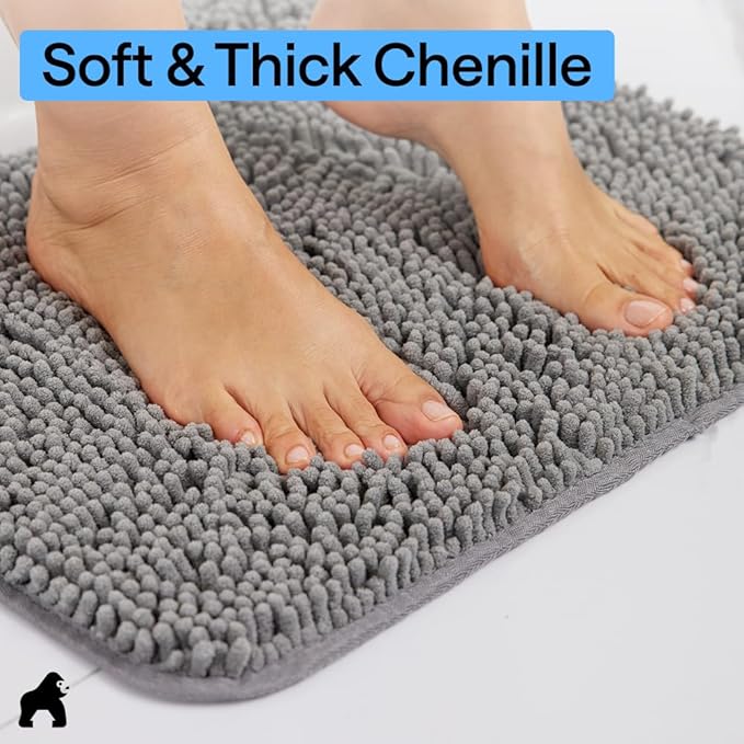 GORILLA GRIP Bath Rug Mat 70x24, Thick Soft Absorbent Chenille, Quick Dry - Image 4