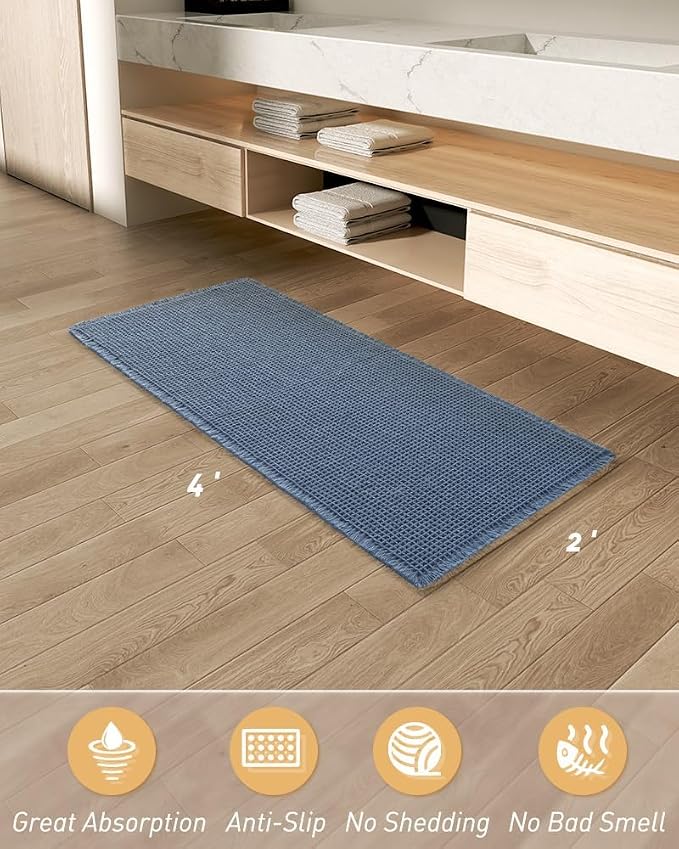 AMOAMI Upgraded Waffle Runner Rug Super Absorbent Non Slip Bath Mats - Image 7