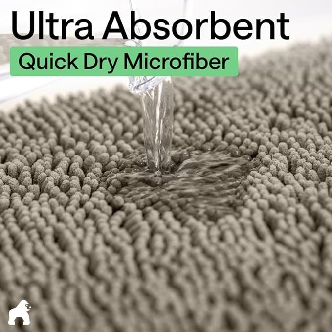 GORILLA GRIP Bath Rug Mat, Thick Soft Absorbent Chenille, Quick Dry Microfiber - Image 5