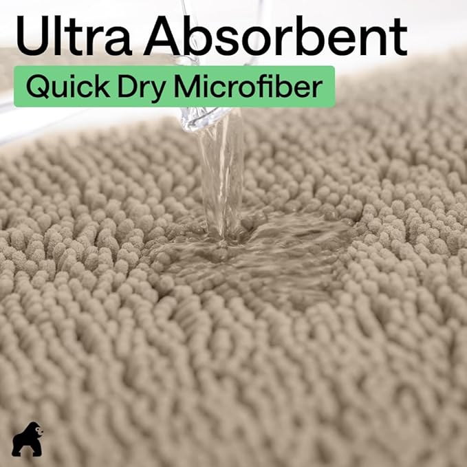 GORILLA GRIP Bath Rug Mat 70x24, Thick Absorbent Chenille, Quick Dry Microfiber - Image 5