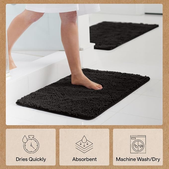 GORILLA GRIP Bath Rug Mat 70x24, Thick Soft Absorbent Chenille, Quick Dry - Image 7