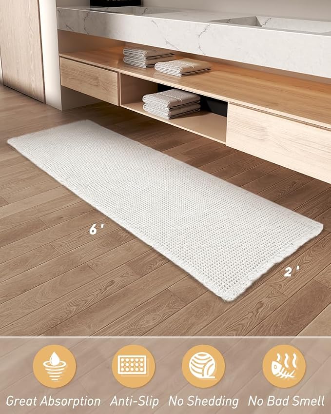 AMOAMI Upgraded Waffle Runner Rug Super Absorbent Non Slip Bath Mats - Image 2