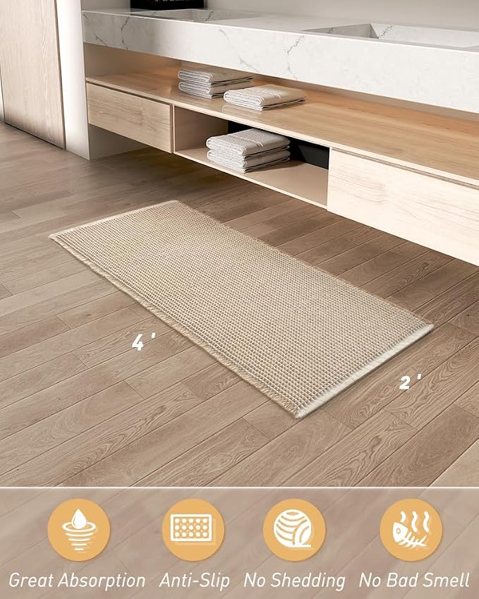 AMOAMI Upgraded Waffle Runner Rug Super Absorbent Non Slip Bath Mats - Image 7